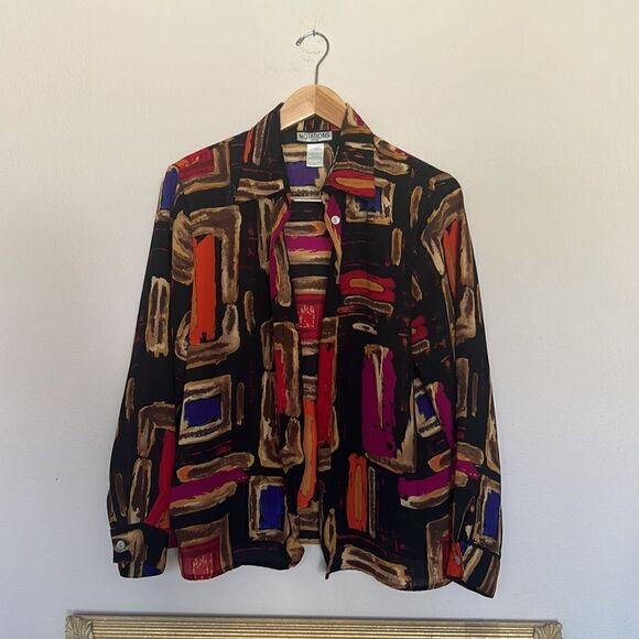 Notations Vintage Button Up Collared Shirt size large ~ Long Sleeve Dress Shirt - Picture 2 of 5